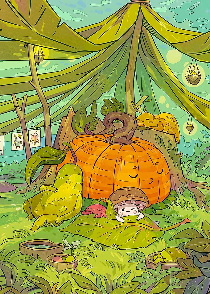 Cozy Forest Friends Resting Together