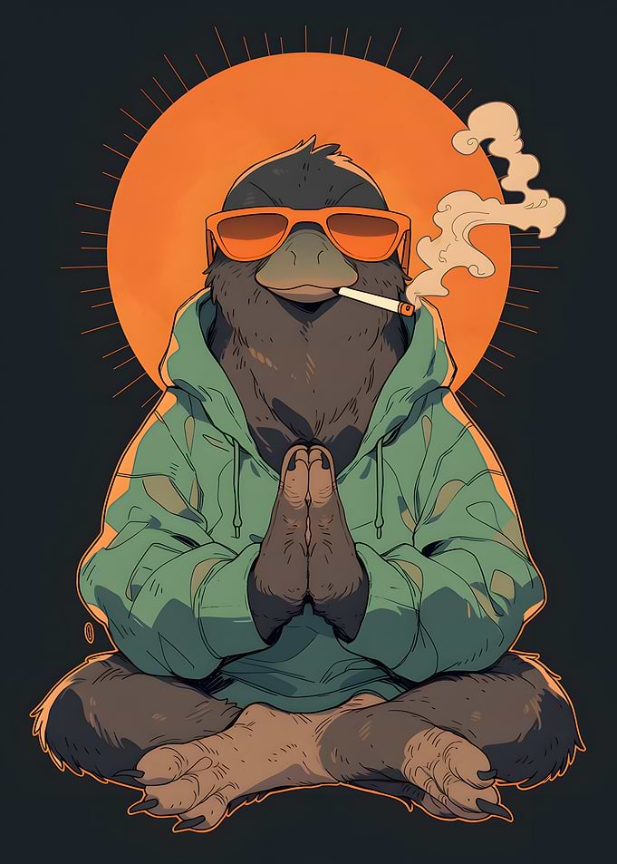 Cool Meditating Platypus Illustration
