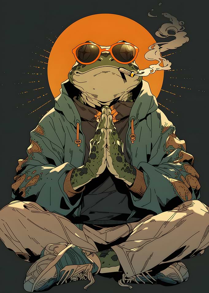 Cool Meditating Frog in Hoodie