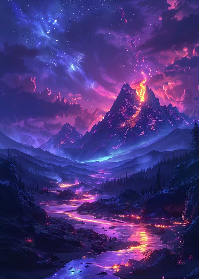 Volcano Beneath a Cosmic Sky