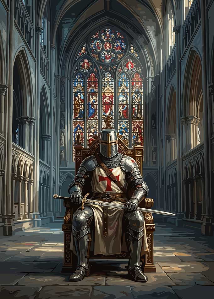 Templar Knight Sitting on Throne