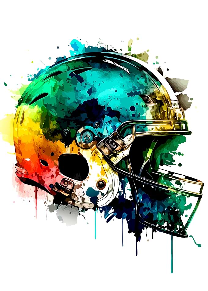 Colorful Watercolor American Football Helmet