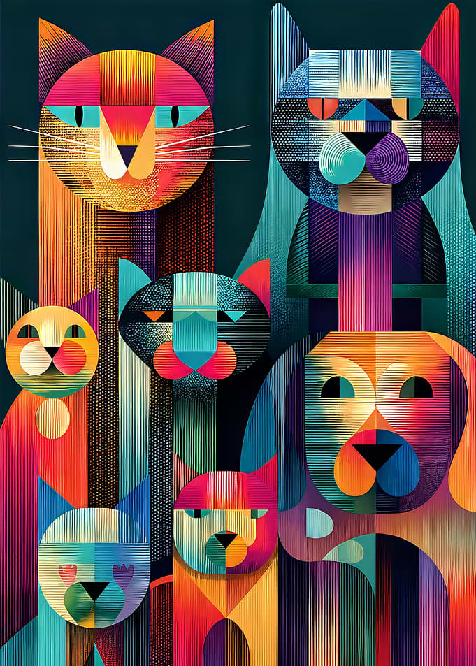 Colorful Geometric Pet Portrait Illustration