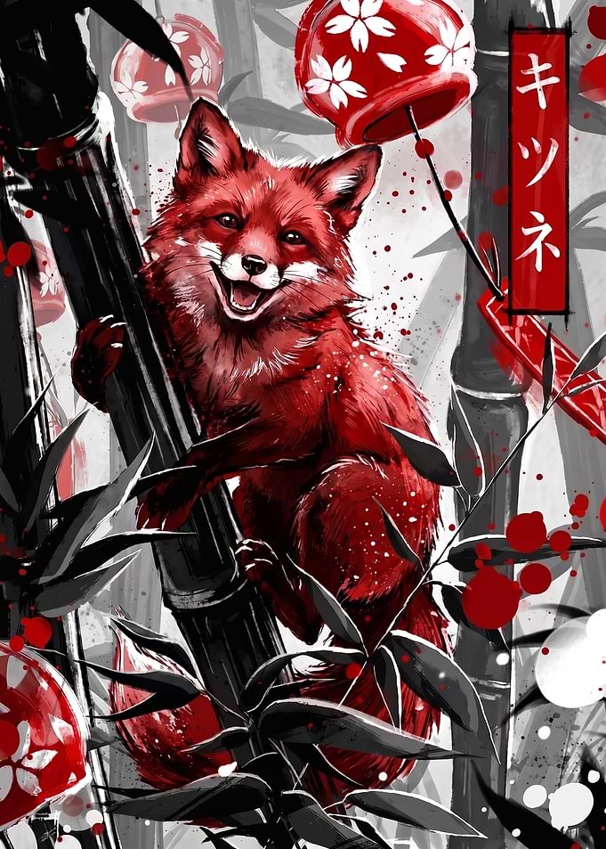 Red Fox in Bamboo Forest