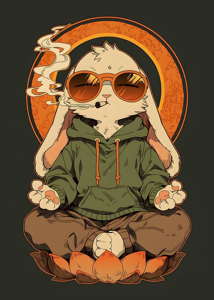 Meditating Rabbit in Hoodie