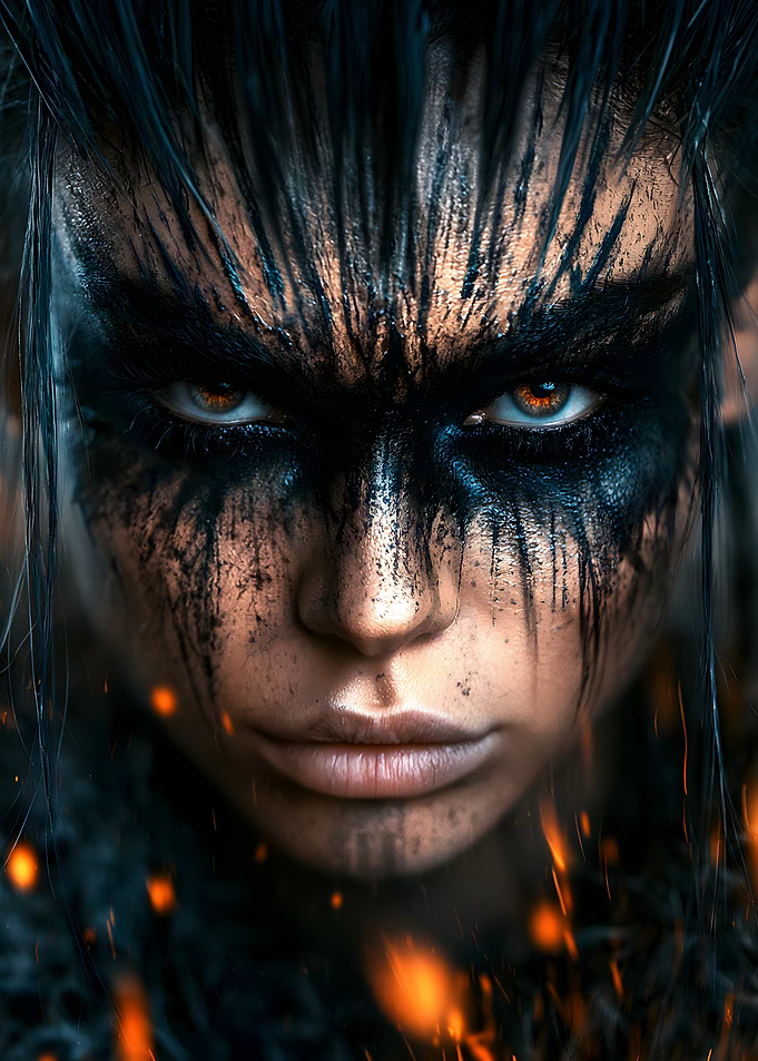 Fierce Warrior with War Paint