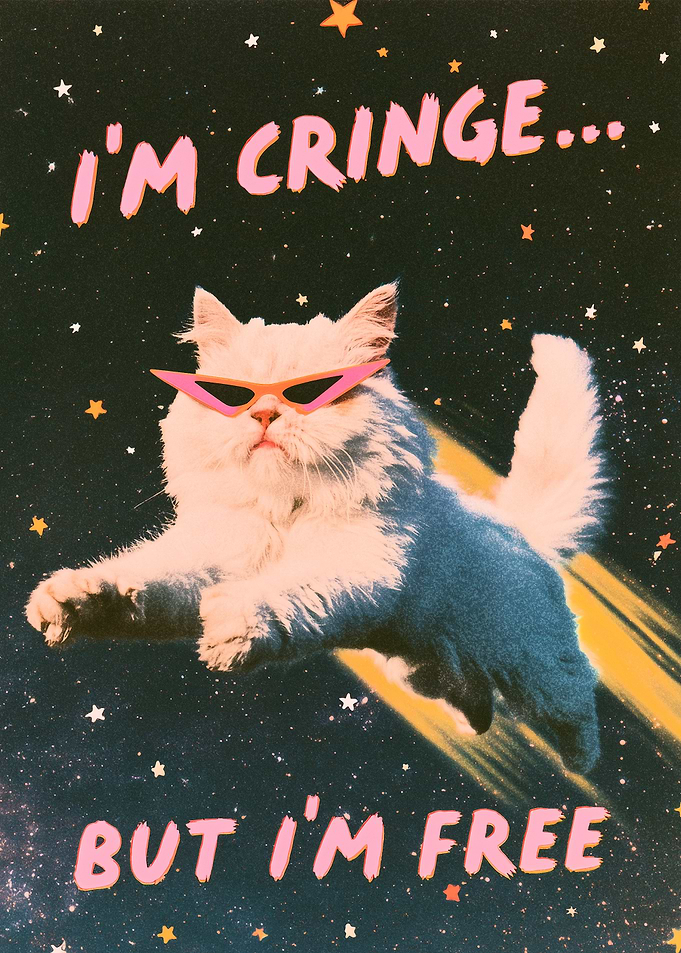 Cringe But Free Space Cat Poster