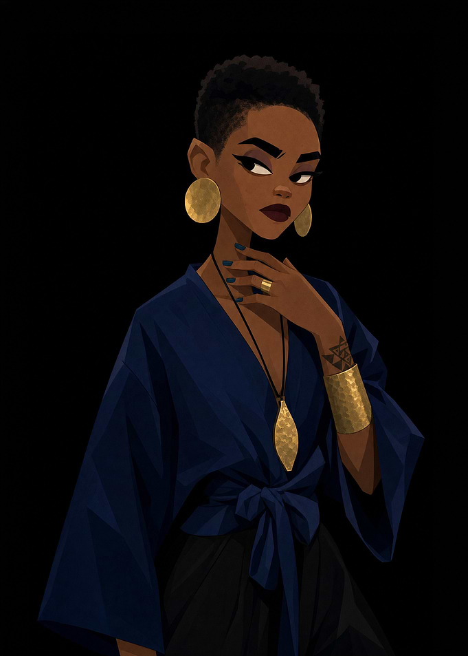 Stylish Woman with Gold Accessories