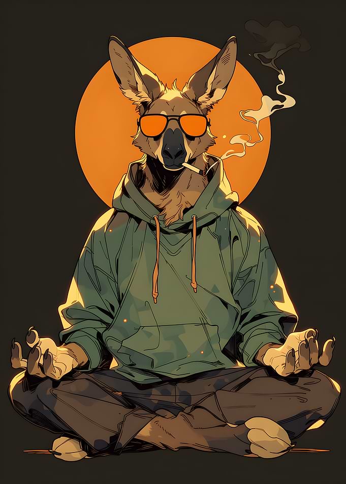 Cool Meditating Kangaroo in Hoodie