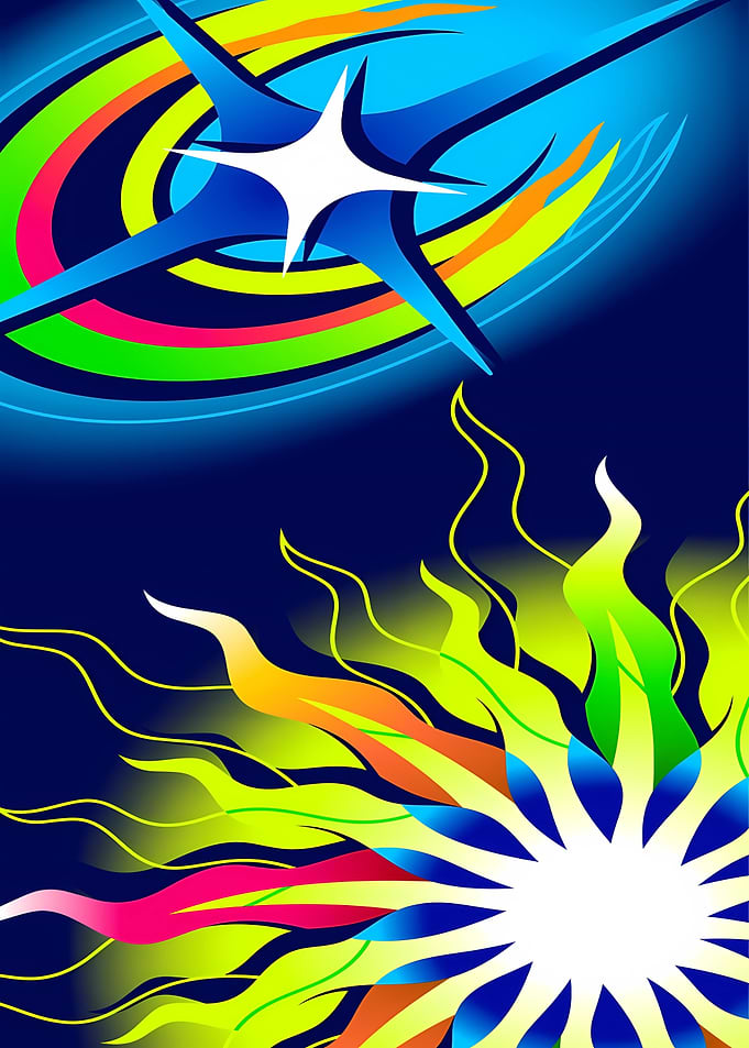 Abstract Cosmic Star and Sun Burst