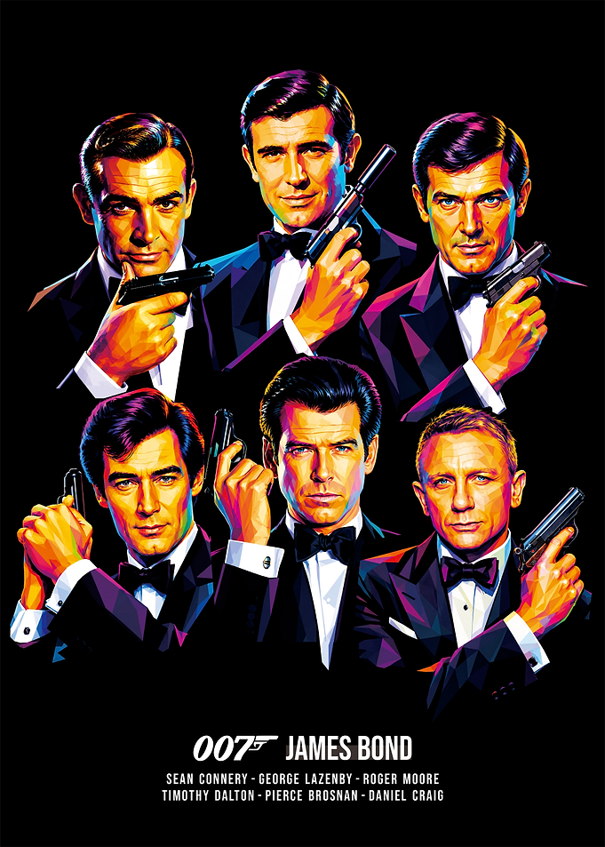 James Bond 007 Actors Poster