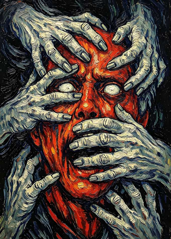 Surreal Expressionist Portrait of Anguish