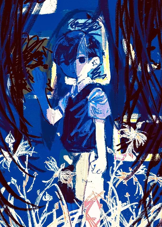 Omori Character Art in Blue