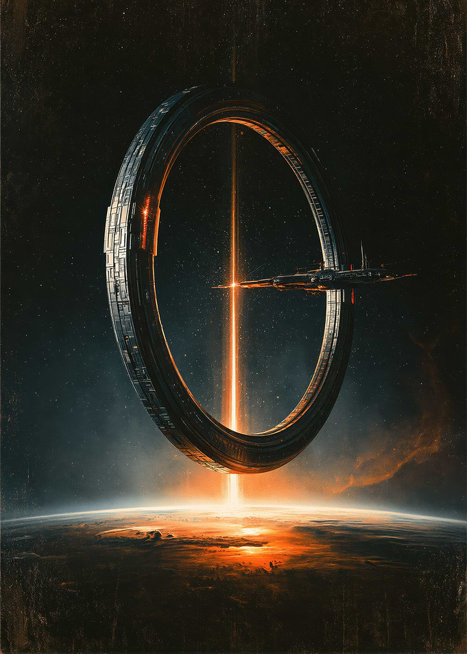 Space Station Ring Above Planet