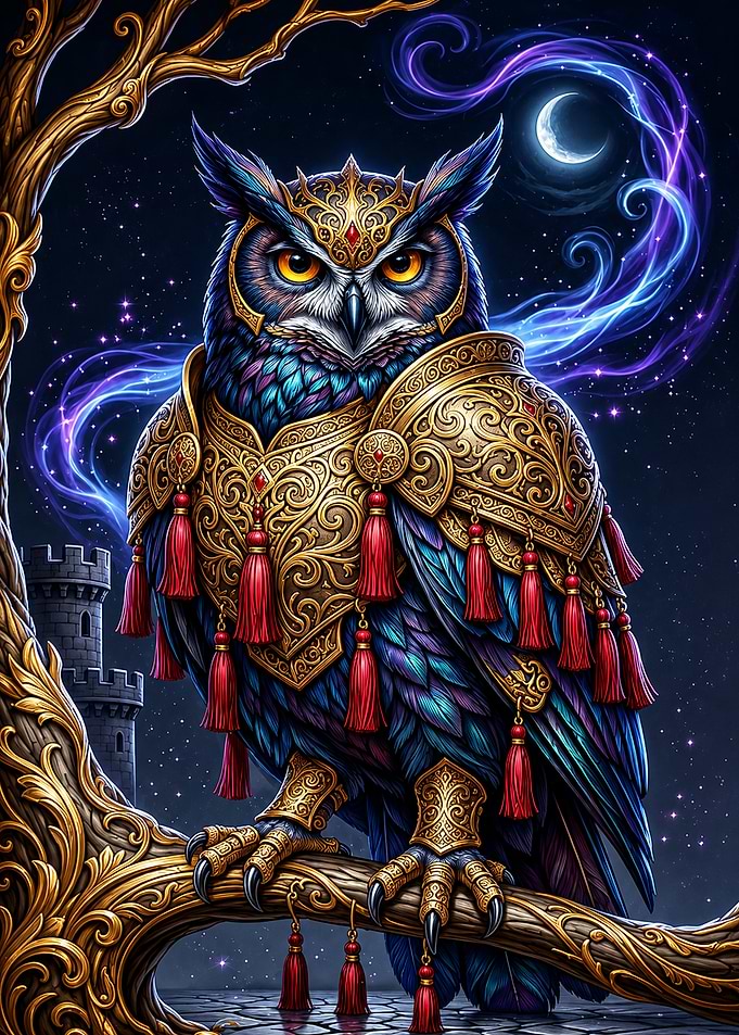 Majestic Armored Owl Guardian