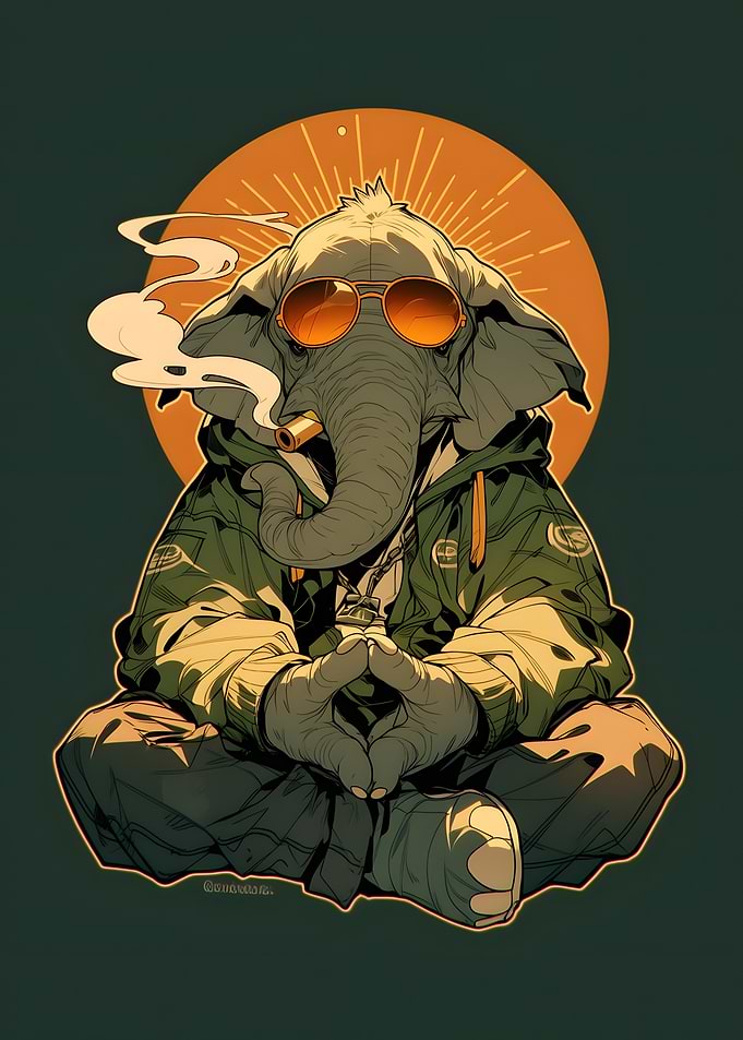 Cool Elephant Smoking in Streetwear