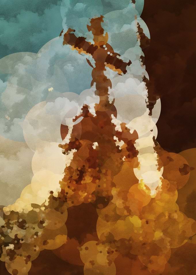 Abstract Circle Composition in Earth Tones