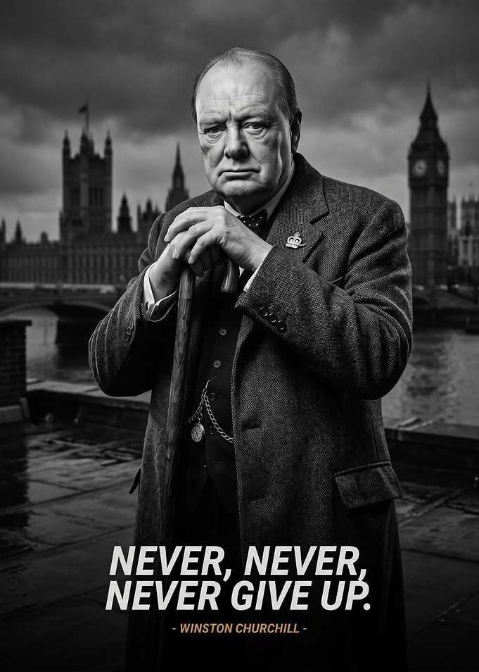 Winston Churchill Inspirational Quote Poster