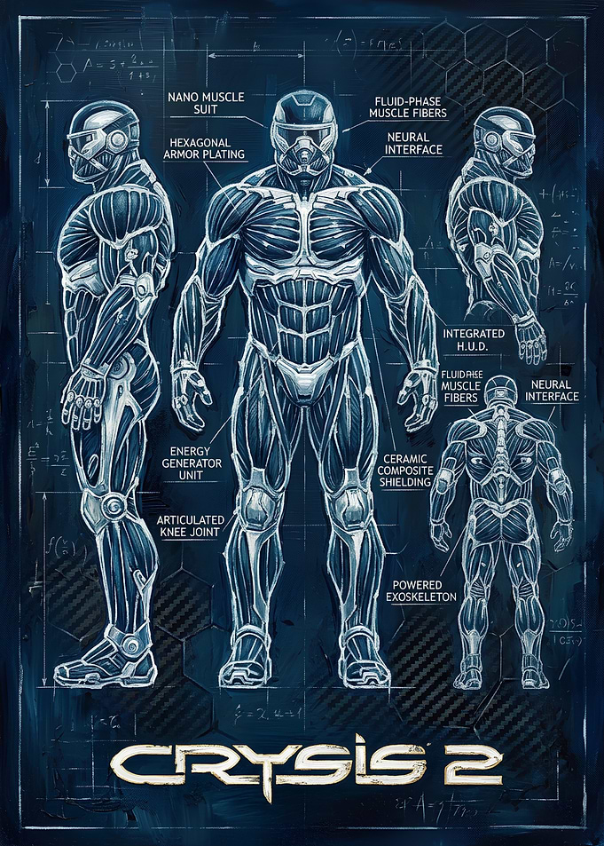 Crysis 2 Nanosuit Blueprint Poster