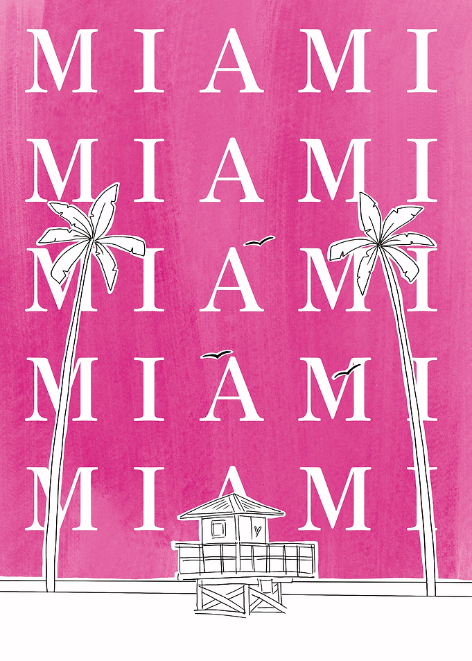 Miami Beach Pink Poster