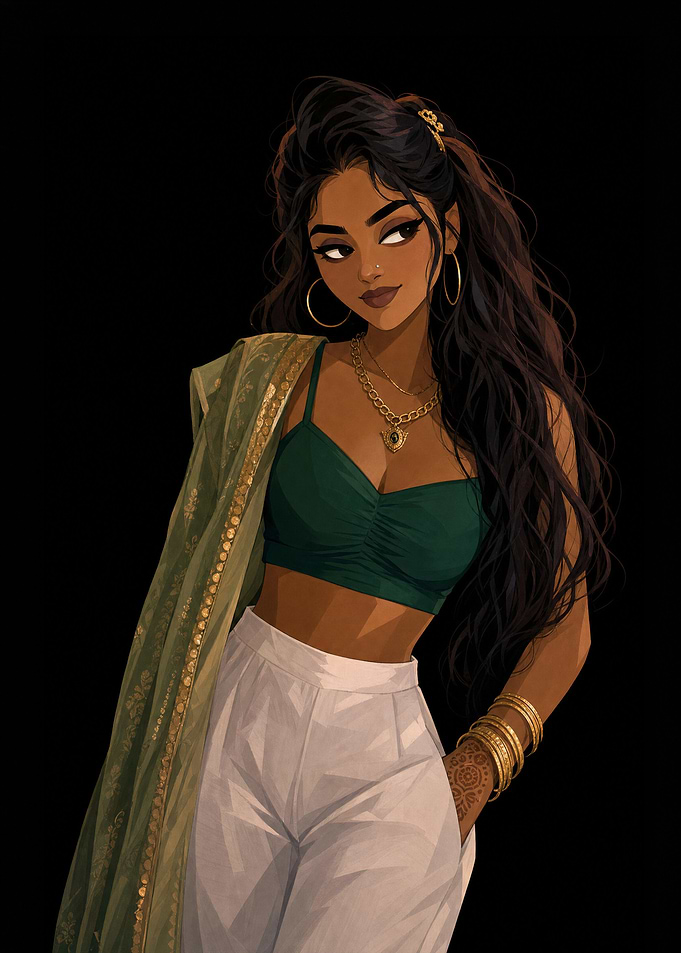 Elegant Woman in Traditional Fusion Attire