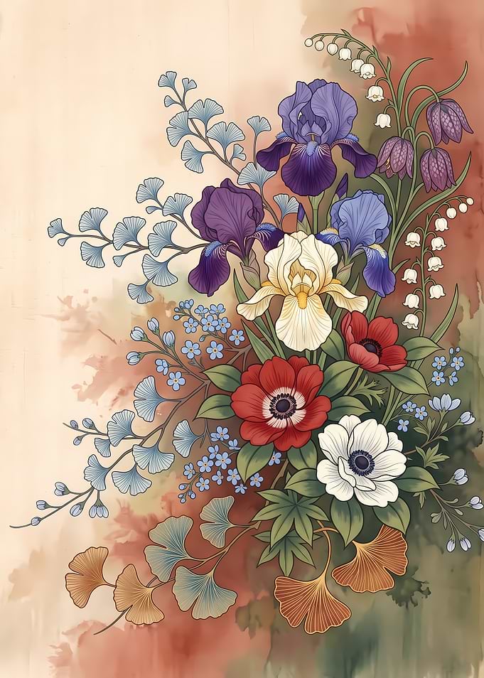 Elegant Botanical Floral Illustration