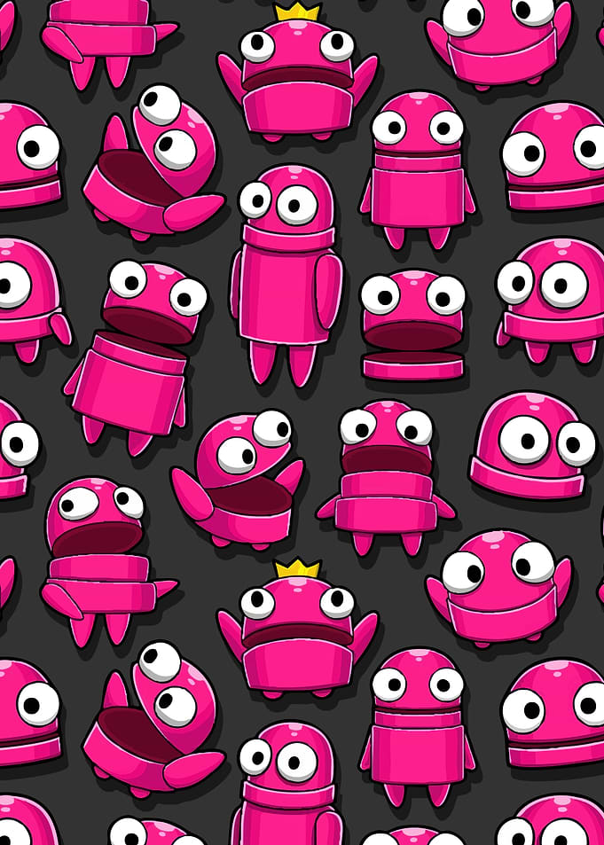 Pink Monster Pattern Wallpaper