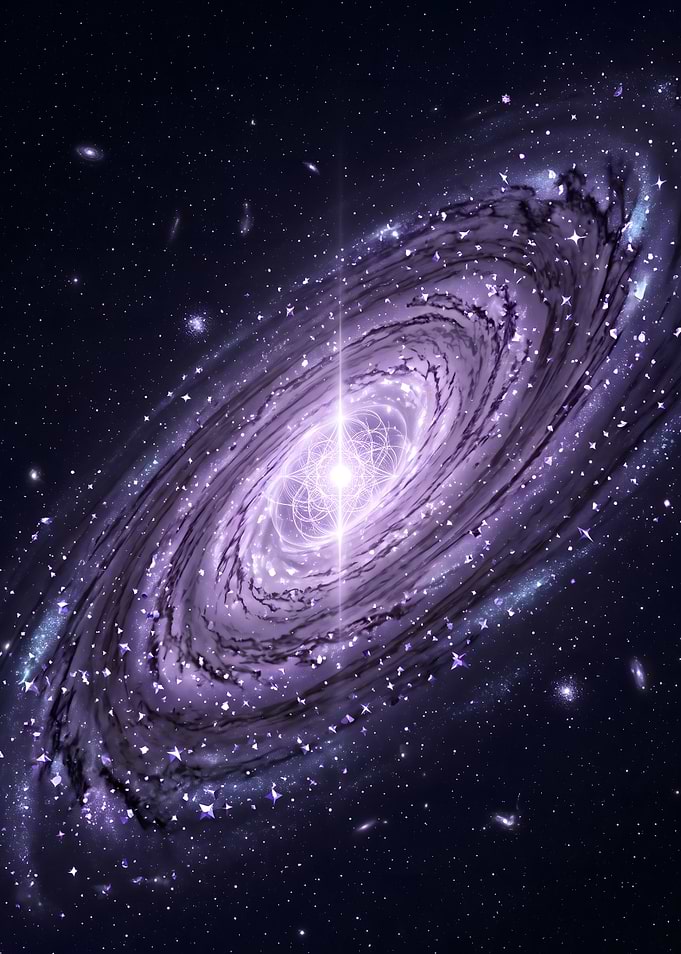 Glowing Purple Spiral Galaxy