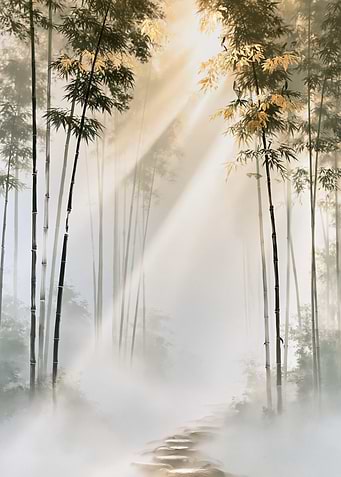 Misty Bamboo Forest Path