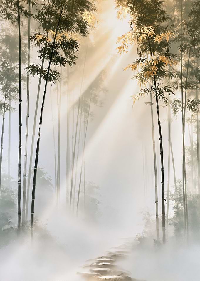 Misty Bamboo Forest Path
