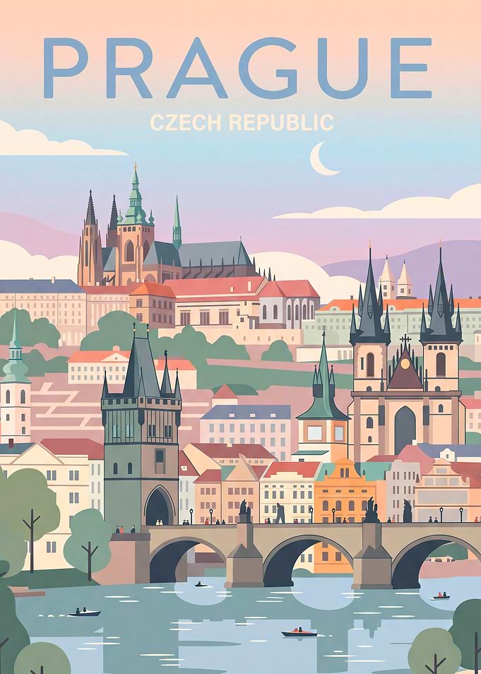 Prague Czech Republic Travel Poster