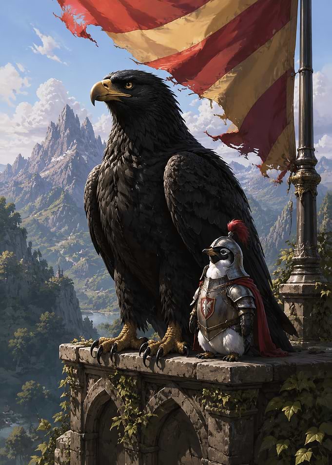 Knight Penguin and Giant Eagle