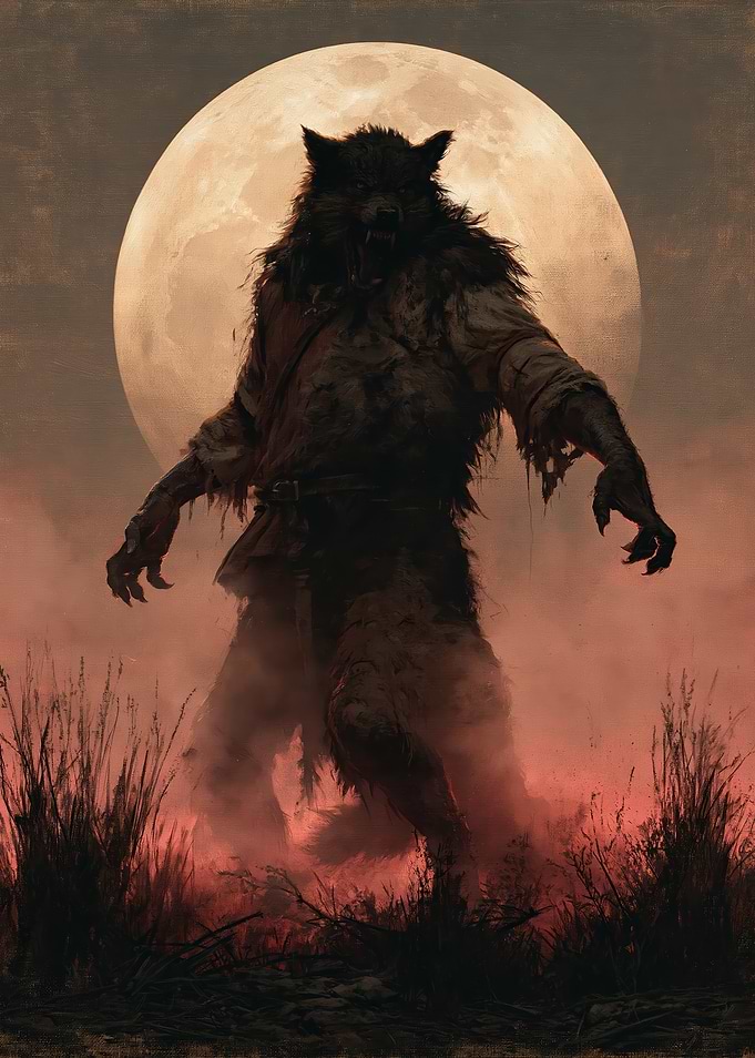 Menacing Werewolf Under Full Moon