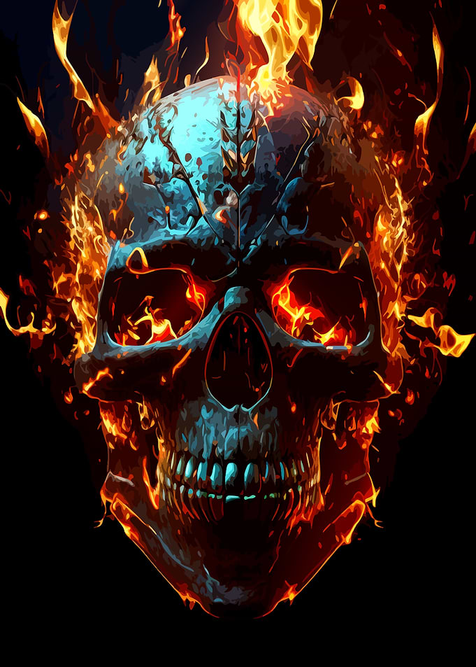 Flaming Skull Digital Art