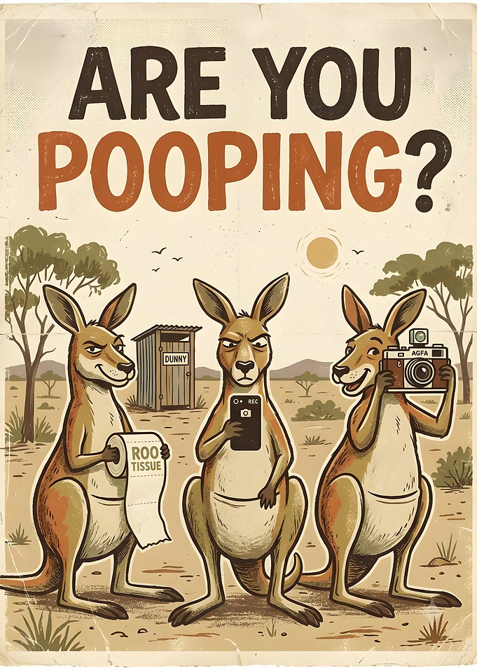 Funny Kangaroo Bathroom Poster