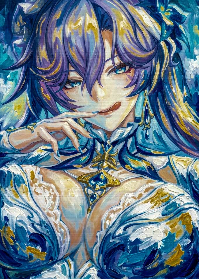 Oil Painting of Acheron Honkai Star Rail