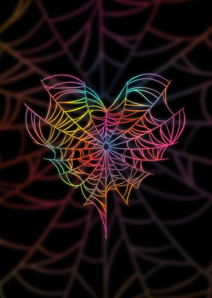 Rainbow Heart Shaped Spider Web