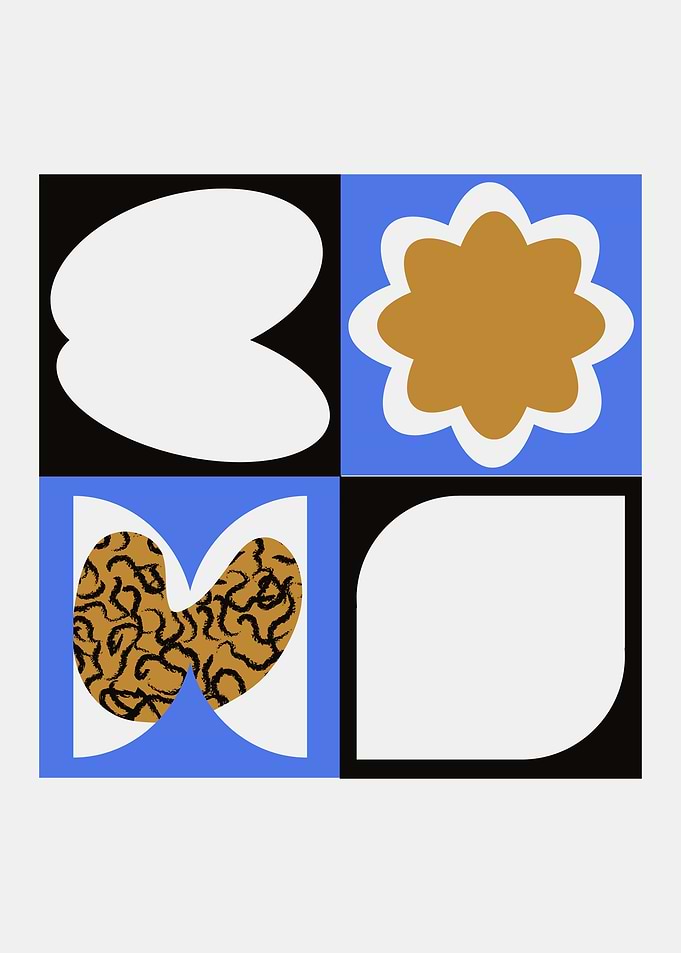 Abstract Geometric Four-Panel Composition