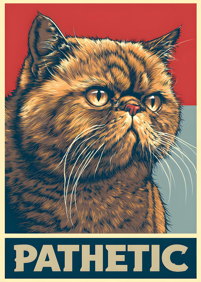 Pathetic Cat Vintage Style Poster