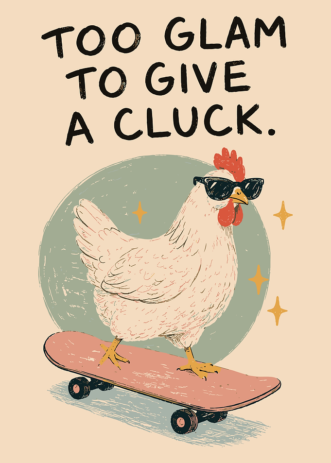 Cool Chicken on Skateboard Poster
