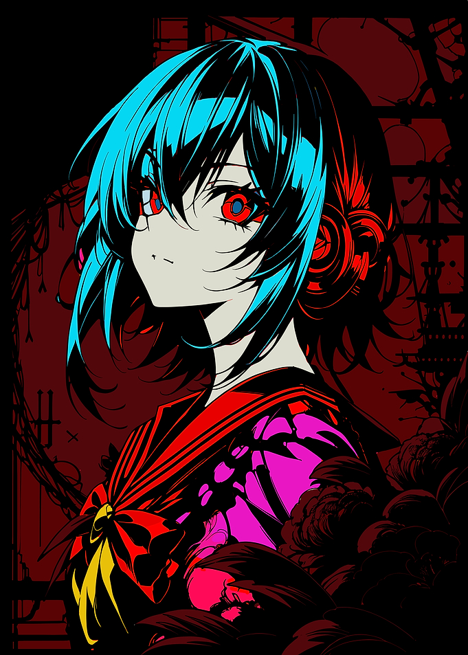 Anime Girl with Vibrant Red Eyes
