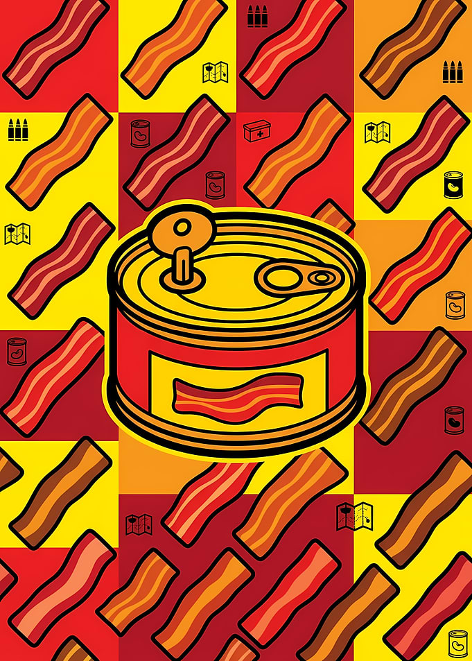 Canned Bacon Pop Art Pattern