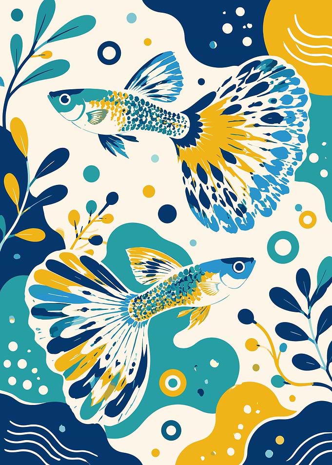 Abstract Guppy Fish Illustration