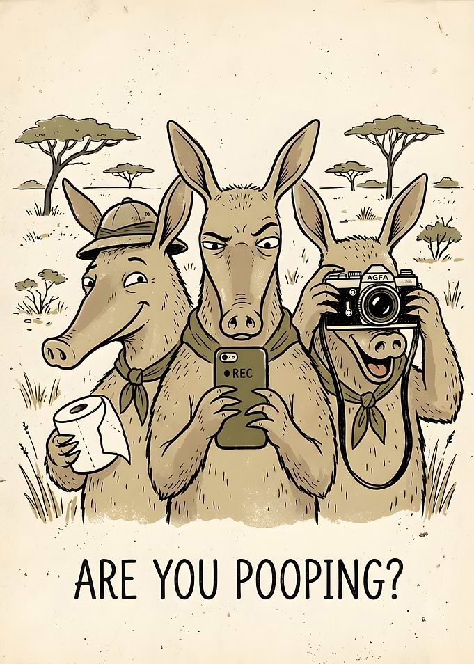 Funny Aardvark Trio Illustration