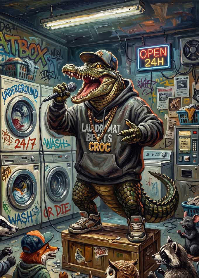 Rapper Crocodile in Urban Laundromat