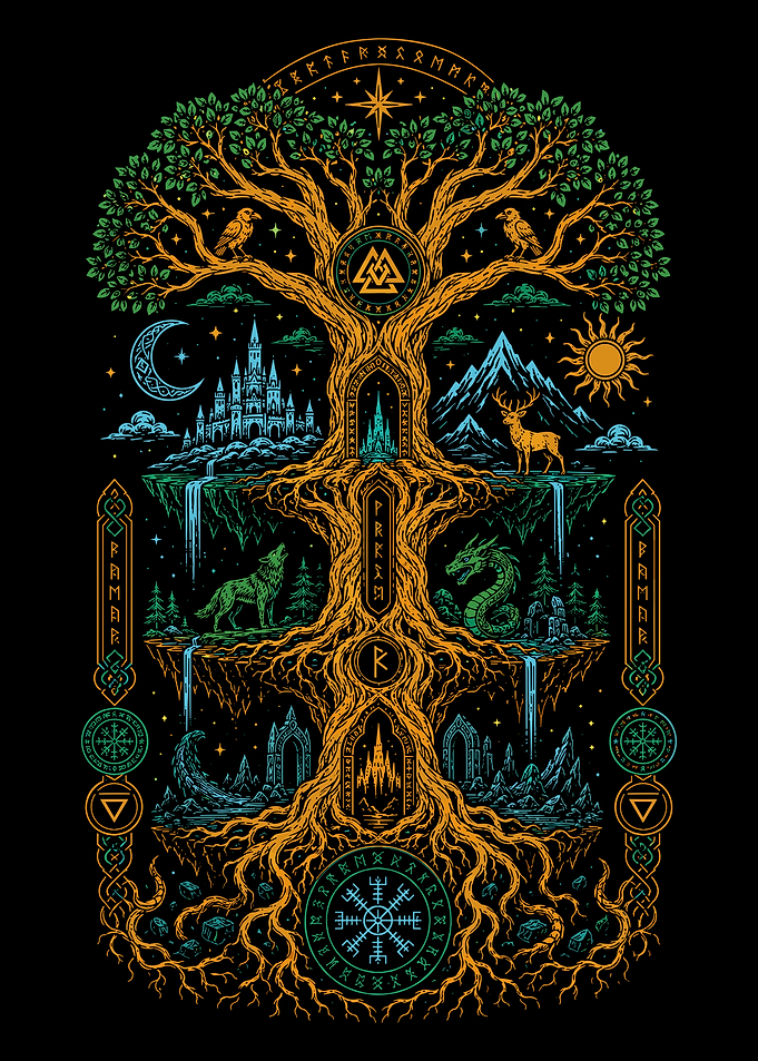 Yggdrasil Norse Mythology Tree Illustration