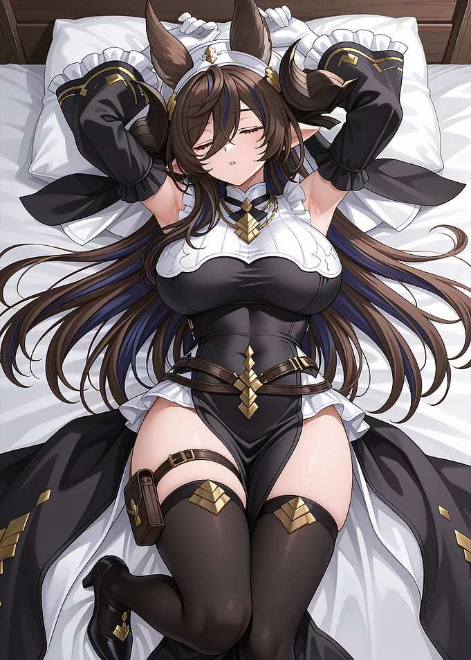 Sleeping Anime Girl Horse-Eared Character