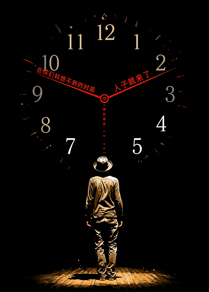 Man Standing Before Giant Clock