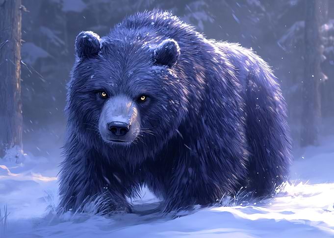 Majestic Bear in Snowy Forest