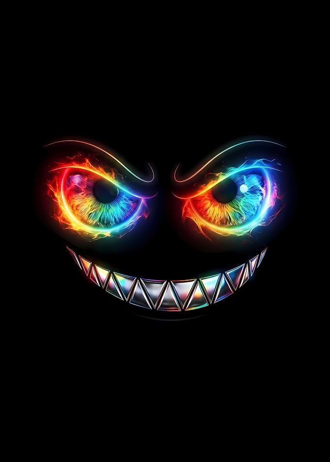 Fiery Grinning Monster Eyes